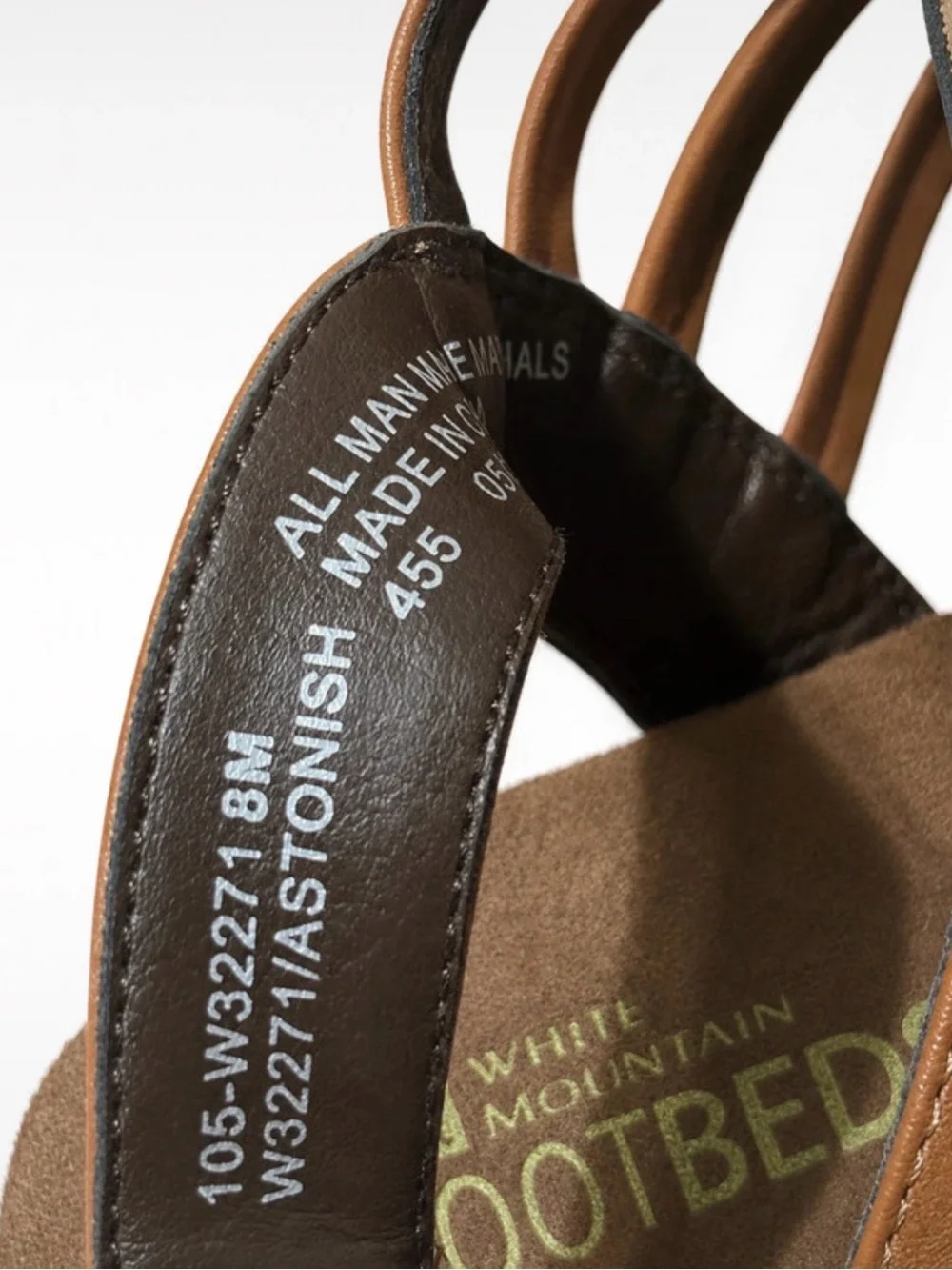 White Mountain Astonish Platform Clog Sandals Dark Tan Women’s Size 8 New